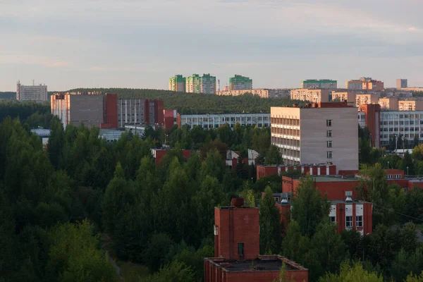 Provincial City Russia High Rise Buildings Evening — стоковое фото