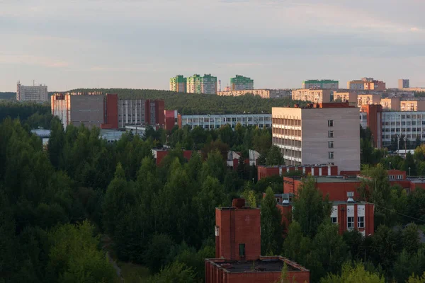 Provincial City Russia High Rise Buildings Evening — 图库照片