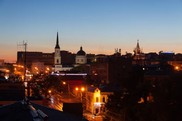 Night Panorama City Illuminated Buildings Sights Izhevsk — Stock Photo, Image