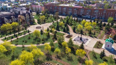 Buzuluk şehri, Orenburg bölgesi, Rusya. Resimli uzaklığın görüntüsü. yerleşim alanları.