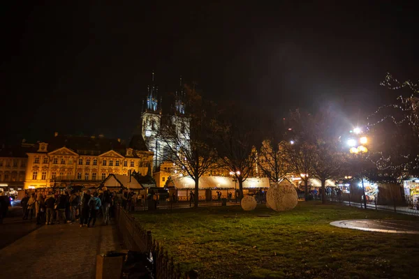 Prag Dezember 2021 Geschlossene Traditionelle Weihnachtsmärkte Altstädter Ring Die Wegen — Stockfoto