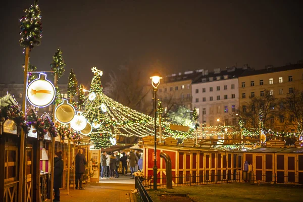 Praag December 2021 Traditionele Kerstmarkten Peace Square Namesti Miru Voor — Stockfoto