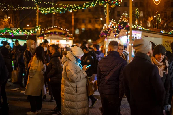 Prague December 2021 Traditional Christmas Markets Peace Square Namesti Miru — Stock Photo, Image