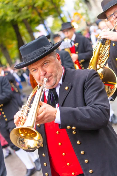 Německo Mnichov Září 2022 Trachten Und Schtzenzug Oktoberfestu 2022 Dvou — Stock fotografie