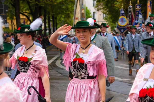 Niemcy Monachium Września 2022 Trachten Und Schtzenzug Oktoberfest 2022 Dwóch — Zdjęcie stockowe