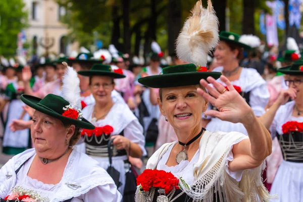 Německo Mnichov Září 2022 Trachten Und Schtzenzug Oktoberfestu 2022 Dvou — Stock fotografie