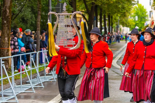 Alemania Múnich Septiembre 2022 Trachten Und Schtzenzug Del Oktoberfest 2022 —  Fotos de Stock