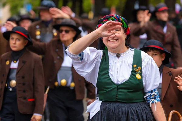 Trachten Und Schtzenzug Oktoberfestu 2022 Dvou Letech Covid Pauza Mnichově — Stock fotografie