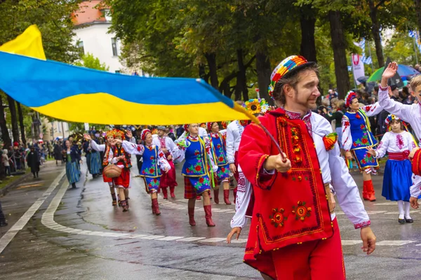 Trachten Und Schtzenzug Oktoberfestu 2022 Dvou Letech Covid Pauza Mnichově — Stock fotografie