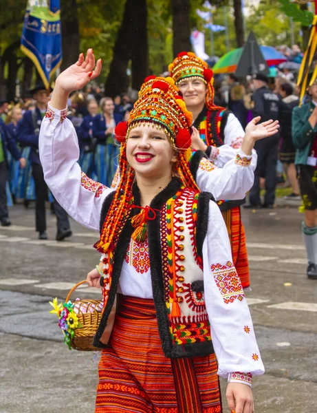 Trachten Und Schtzenzug Oktoberfest 2022 Dwóch Latach Przerwy Covid Monachium — Zdjęcie stockowe