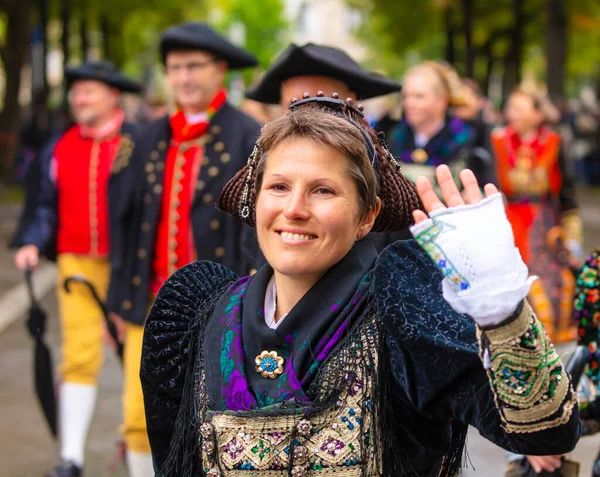 Trachten Und Schtzenzug Oktoberfestu 2022 Dvou Letech Covid Pauza Mnichově — Stock fotografie