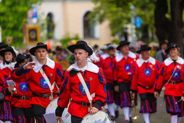 Trachten Und Schtzenzug Oktoberfestu 2022 Dvou Letech Covid Pauza Mnichově — Stock fotografie