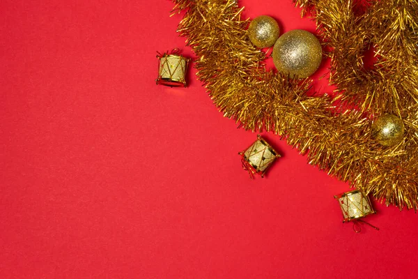 Concepto Navidad Con Espacio Copia Juguetes Árbol Navidad Sobre Fondo — Foto de Stock