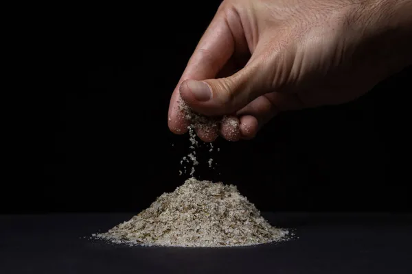 Salt Mixed Spices Black Background Salt Salt Poured Spoon Traditional — Stock Photo, Image