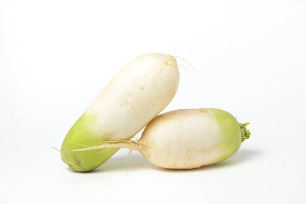 Rábano Blanco Sobre Fondo Blanco Verduras Deliciosas Saludables Comida Vegetariana — Foto de Stock