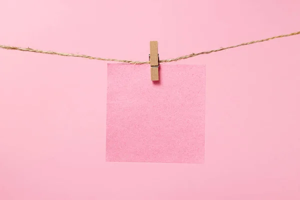 Stickers Notes Pink Background Pink Sticky Notes String Room Copy — Stockfoto