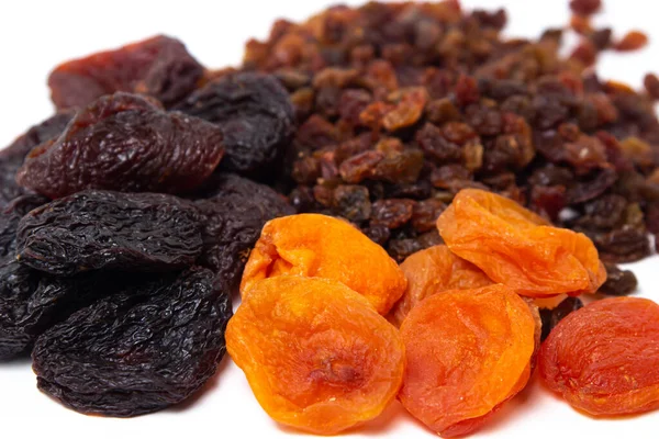 Torkade Frukter Vit Bakgrund Hälsosamma Ingredienser Hälsosam Mat — Stockfoto