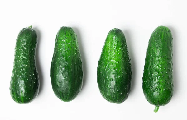 Small Cucumbers Isolated White Background Fresh Homemade Cucumbers — Foto Stock