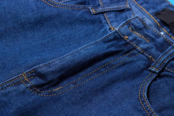 Vaqueros Cerca Ropa Cómoda Moderna Textura Vaquera Azul Denim —  Fotos de Stock