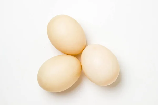 Huevos Pato Blanco Sobre Fondo Blanco Comida Útil Deliciosa — Foto de Stock