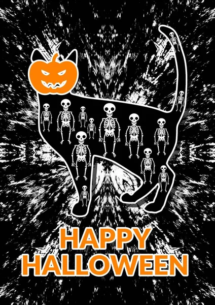 Плакат Вечеринки Хэллоуин Страшными Тыквами Летучими Мышами — стоковое фото