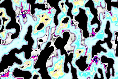 Renkli boya sıçramaları ve yapraklarla soyut arkaplan