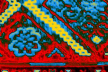 Transcarpathia, Ukrayna - 19 Mart 2016: Yastığın üzerindeki desenler. Hutsul nakış işi. İşlemeli desen, hutsul etnik süsü