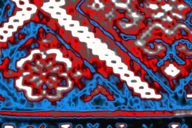 Transcarpathia, Ukrayna - 19 Mart 2016: Yastığın üzerindeki desenler. Hutsul nakış işi. İşlemeli desen, hutsul etnik süsü