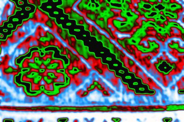 Transcarpathia, Ukrayna - 19 Mart 2016: Yastığın üzerindeki desenler. Hutsul nakış işi. İşlemeli desen, hutsul etnik süsü