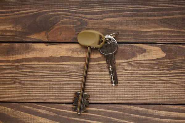 House Keys Wooden Background Buying Home Rental Property — стоковое фото