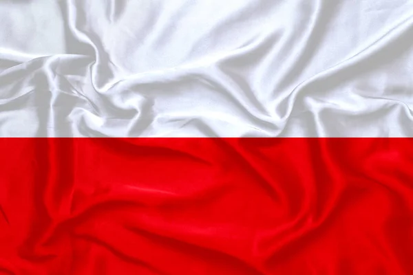 Flag Poland Silk Background Silk Texture — Stockfoto