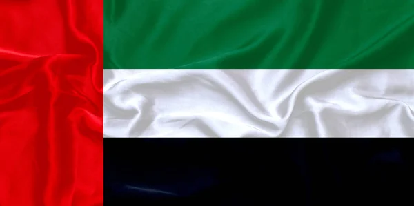 Vlajka Spojené Arabské Emiráty Hedvábí Pozadí Hedvábí Textura — Stock fotografie