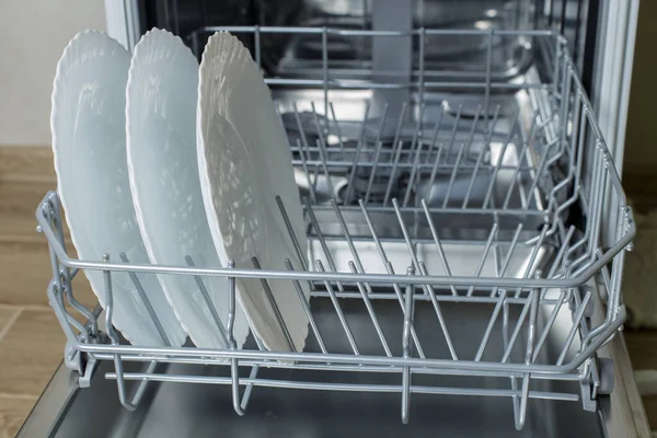 Clean Dishes Dishwasher Basket Cleaning House Washing Dishes Dishwasher — Stock fotografie