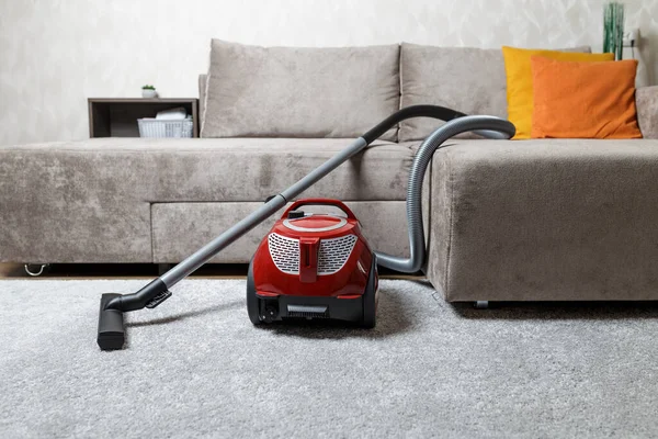 House Cleaning Concept Vacuum Cleaner Carpet Next Sofa — Fotografia de Stock