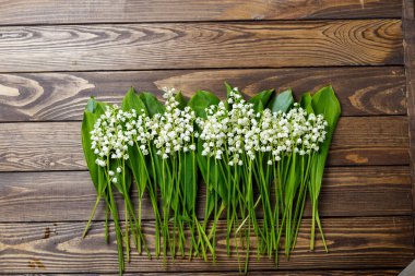 ahşap arka plan üzerinde vadideki zambak