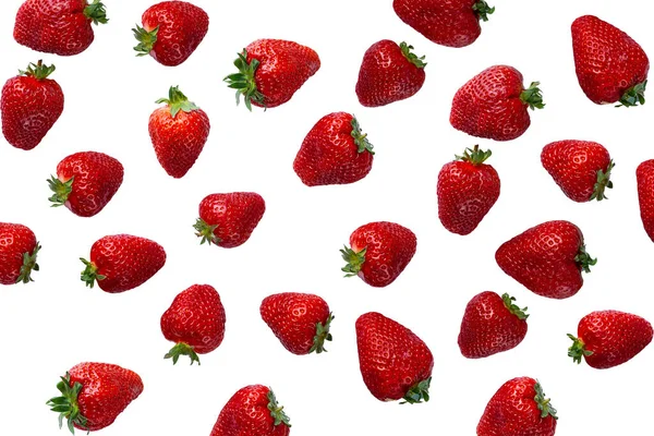 Erdbeere Isoliert Auf Weißem Hintergrund Viele Erdbeeren — Stockfoto
