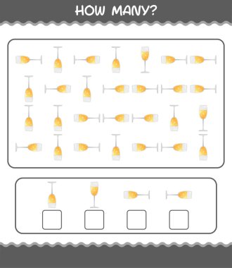 Kaç tane çizgi film şampanya kadehi. Oyun sayıyorum. Okul öncesi çocuklar ve bebekler için eğitici bir oyun