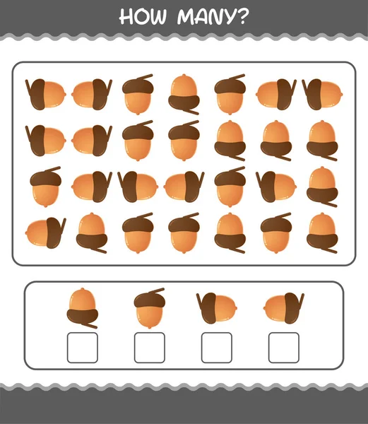 얼마나 도토리가 있을까요 게임이야 초경의 아이들 어린아이들을 교육용 — 스톡 벡터