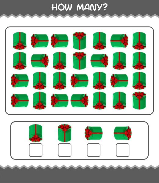 Kolik Kreslených Dárkových Krabic Počítací Hra Vzdělávací Hra Pro Děti — Stockový vektor