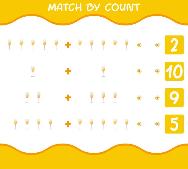 Matcha Genom Att Räkna Tecknade Champagneglas Matcha Och Räkna Spelet — Stock vektor