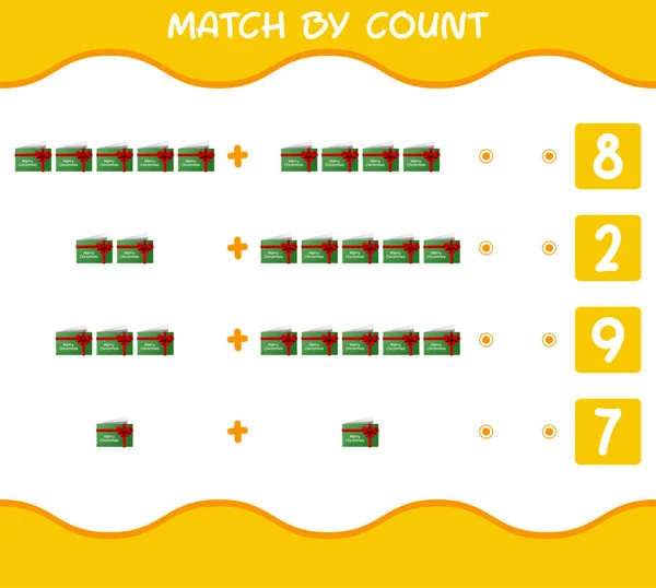 Match Telling Van Cartoon Kerstkaart Match Tel Het Spel Educatief — Stockvector