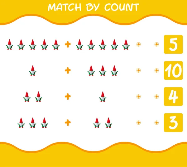 Match Telling Van Cartoon Kabouter Match Tel Het Spel Educatief — Stockvector