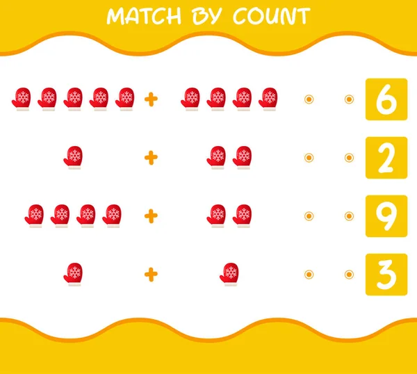 Matcha Genom Räkning Tecknad Vante Matcha Och Räkna Spelet Utbildningsspel — Stock vektor