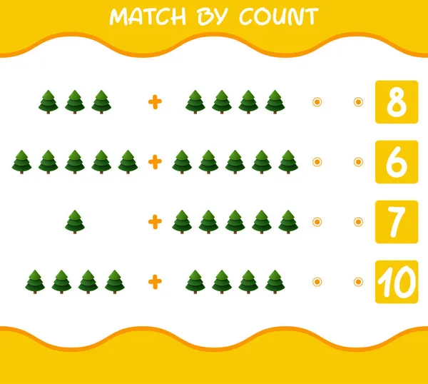 通过卡通松树的计数匹配 比赛和计数游戏 学龄前儿童和幼儿的教育游戏 — 图库矢量图片