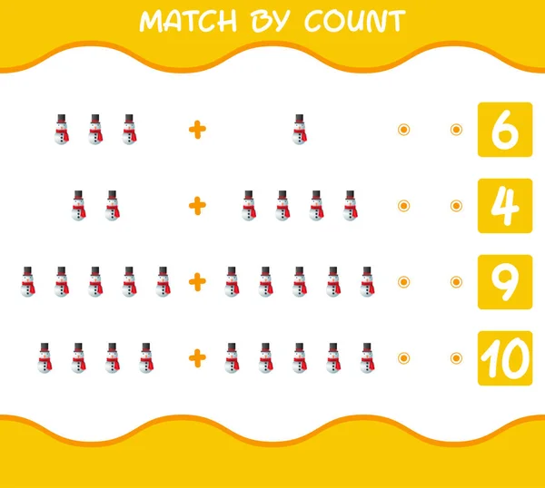 Matcha Genom Att Räkna Tecknad Snögubbe Matcha Och Räkna Spelet — Stock vektor