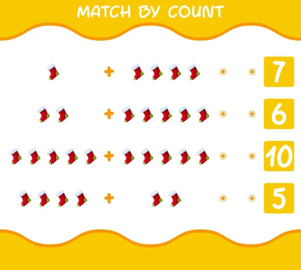 Matcha Genom Att Räkna Tecknad Strumpa Matcha Och Räkna Spelet — Stock vektor