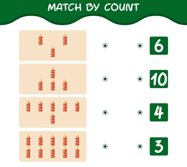 Match Count Cartoon Christmas Candle Match Count Game Educational Game — Stock Vector