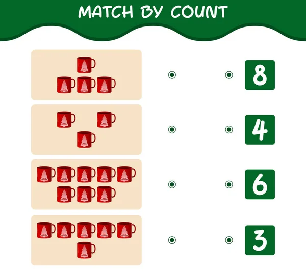 Partita Conteggio Della Tazza Del Cartone Animato Partita Conteggio Partita — Vettoriale Stock
