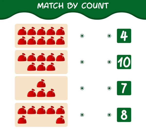 Match Count Cartoon Santa Bag Match Count Game Educational Game — Stock Vector
