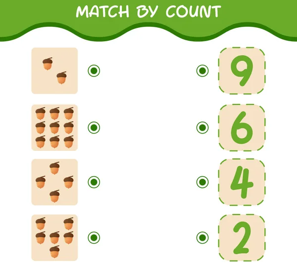 Match Count Von Cartoon Eichel Spiel Und Zähle Lernspiel Für — Stockvektor